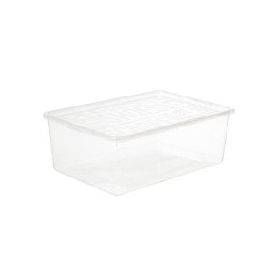 Basic Shoe Box large storage box made of translucent material to see the content of the shoe storage boxes from all angles. The box has a clicked-on lid.