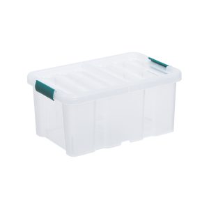 Sanshui 4.5L storage box has the double-sided flexible lid with clips in Shaded Spurce color. The roughed surface makes it more resistant to scratches and gives an overview what is inside without fully revealing it.