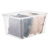 Basic Box 134L extra large storage box made of translucent material. It can fit set of bedding without a problem. Inside the box are pillows.