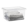 Basic Box 20L storage box made of translucent material. Inside the box are clothes.