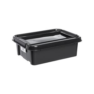 Probox 21L storage box made of black, post-consumer material. It is part of premium series of stackable storage solutions.