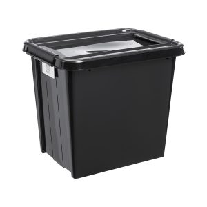Probox Recycle 53L storage box made of black, post-consumer material material. It is part of premium series of stackable storage solutions.