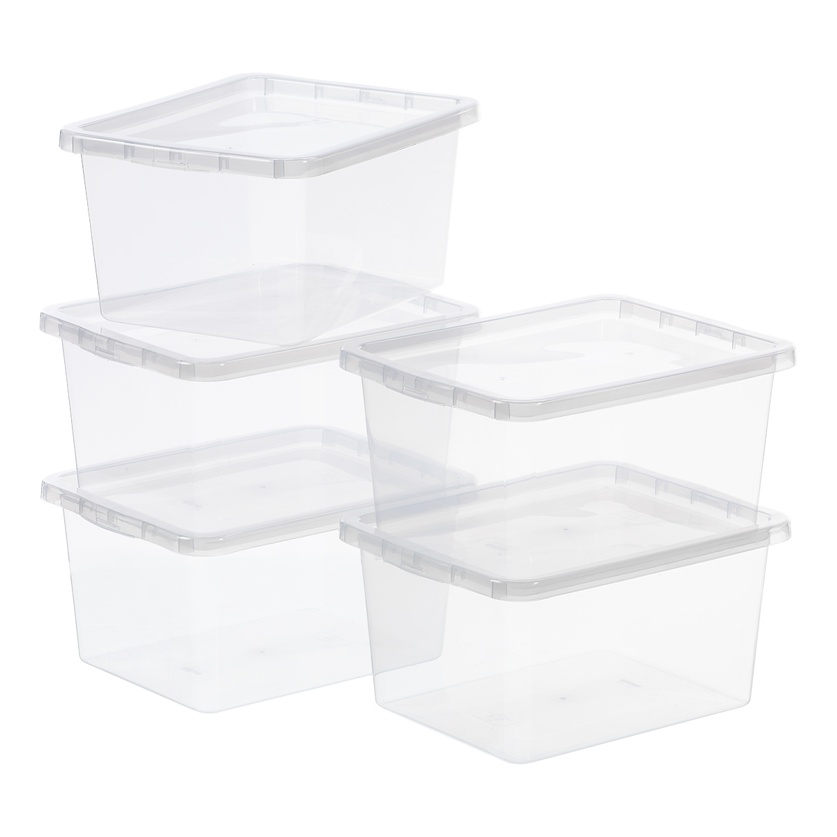 10L 20L Plastic Storage Boxes Clear Box With White Lids Home Office Stackable 