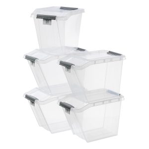 Value pack of five 58L Proboxes Slanted. Probox is series of premium storage boxes. The slanted version is very convinient to open when boxes are stacked.