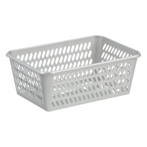 Mini Basket in a large size has a classic hole-design. The storage basket is in silver color.