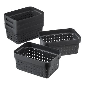 Value pack of 5 small Seoul baskets for storage in a black color. They are made of post-consumer recycled material.
